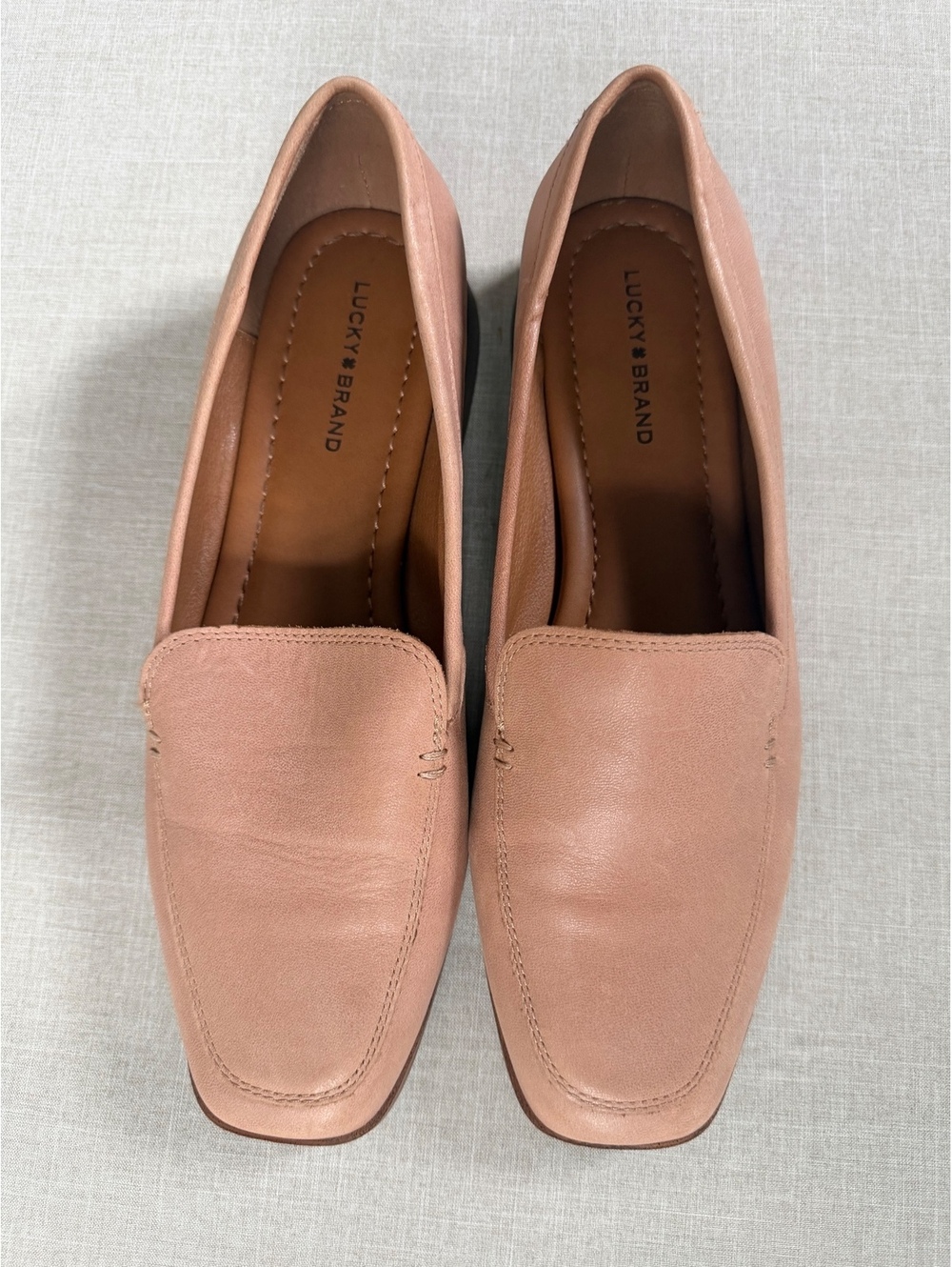 Lucky Brand Leather Loafers Blush Nude Beige Flat Slip On Size 10